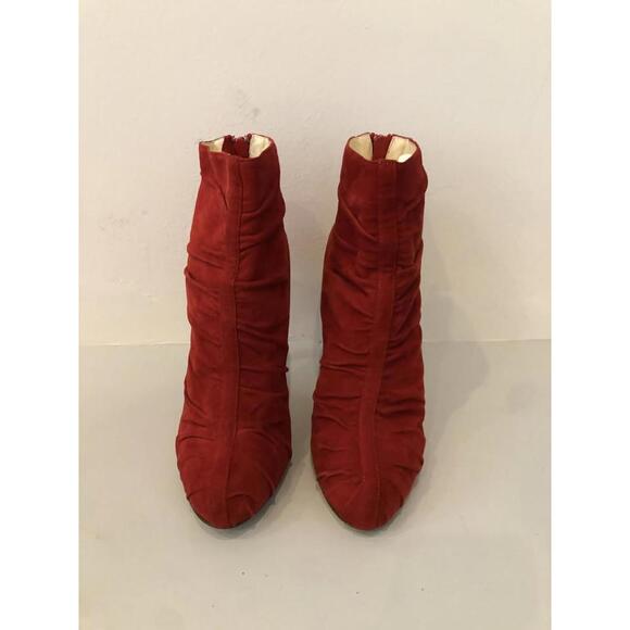 Chic Red Suede Brian Atwood Ankle Booties with High Heel - Picture 1 of 3
